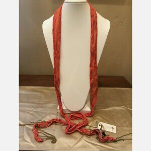 Gold Cake Beaded Choker Scarf Wrap Boho Necklace